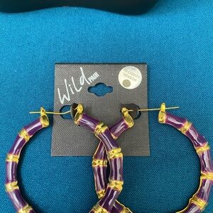 Wild Pair Vibrant Purple and Gold Hoops